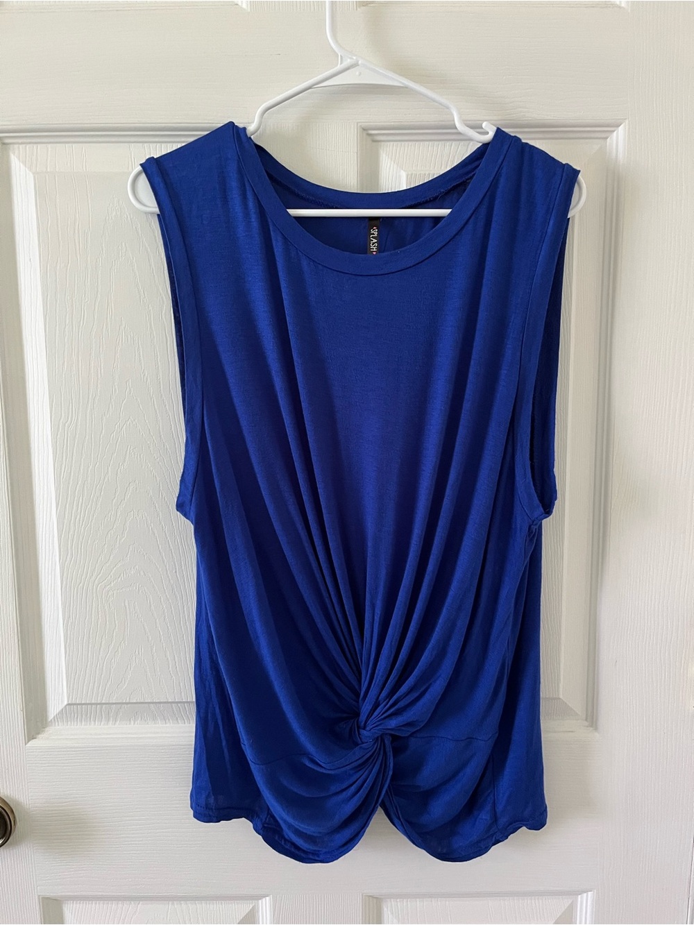 Splash Twist-Front Sleeveless Tank Top - Cobalt Blue
